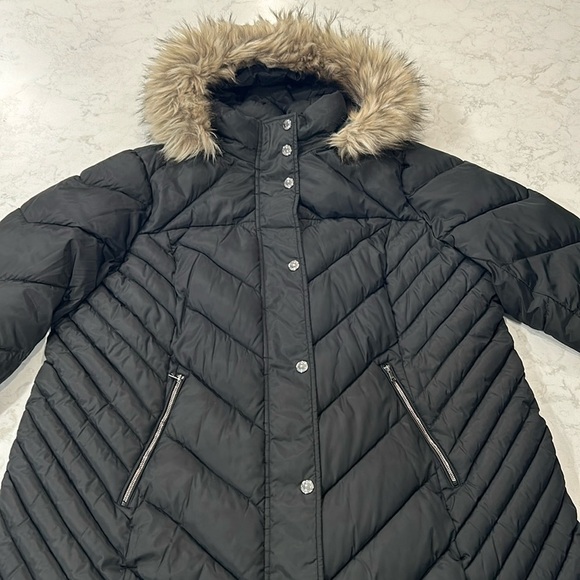 LONDON FOG 3X Black ZIP-FRONT LONG LENGTH PUFFER JACKET ZIP-OFF FUR TRIM HOOD - Picture 3 of 16